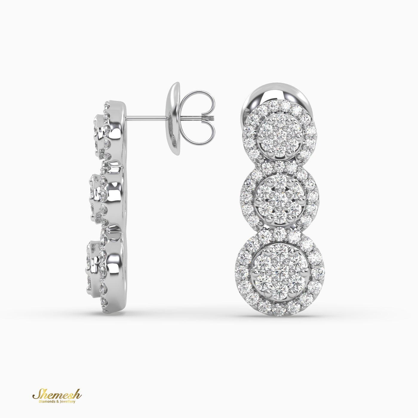 Round Cut Diamond Flower Earrings - shemesh_diamonds