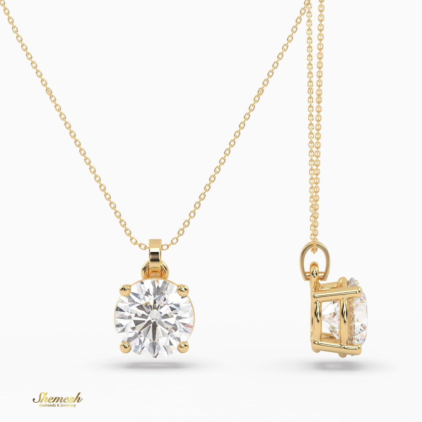 18k Gold 1.50 Carat Round Cut Diamond Pendant - shemesh_diamonds