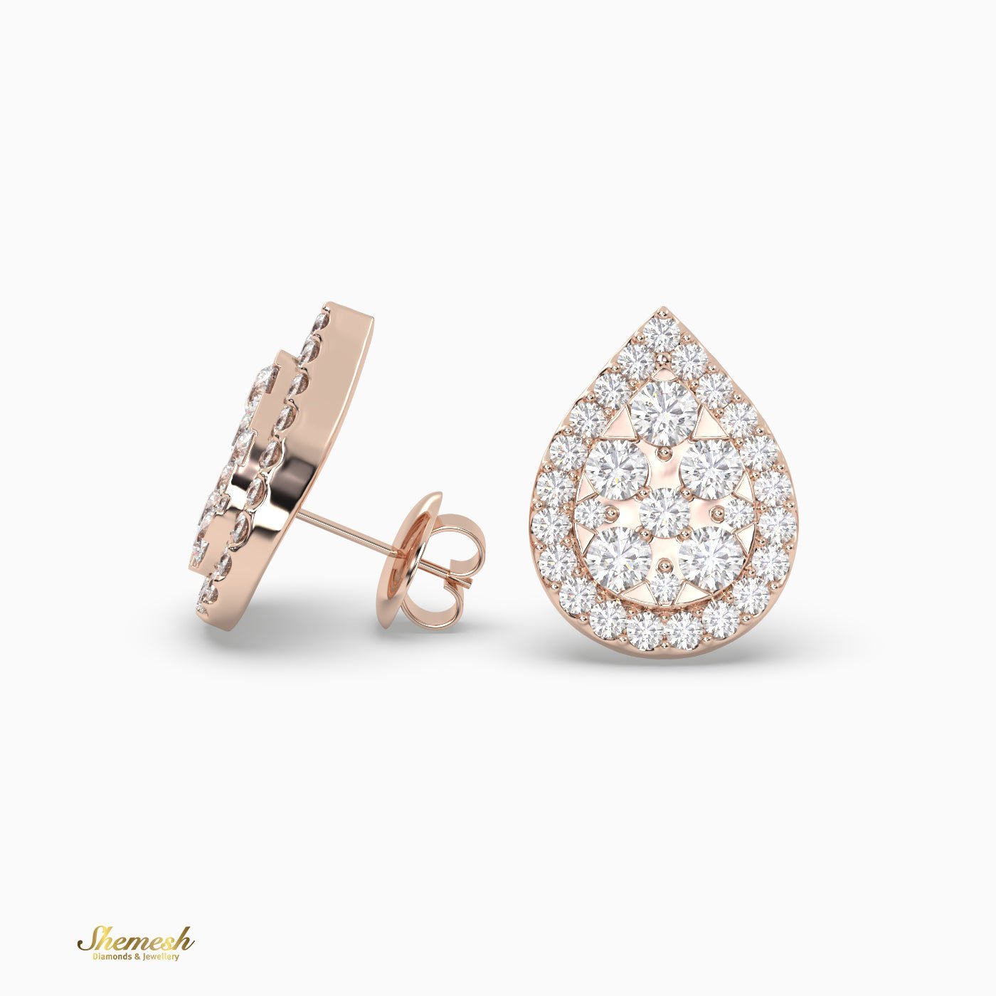 Pear Cut Halo Set Stud Earrings - shemesh_diamonds