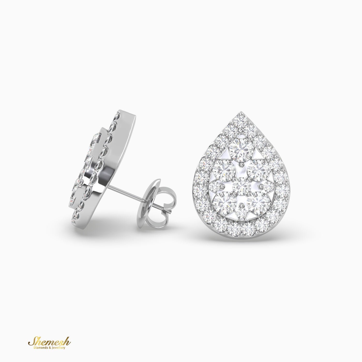 Pear Cut Halo Set Stud Earrings - shemesh_diamonds