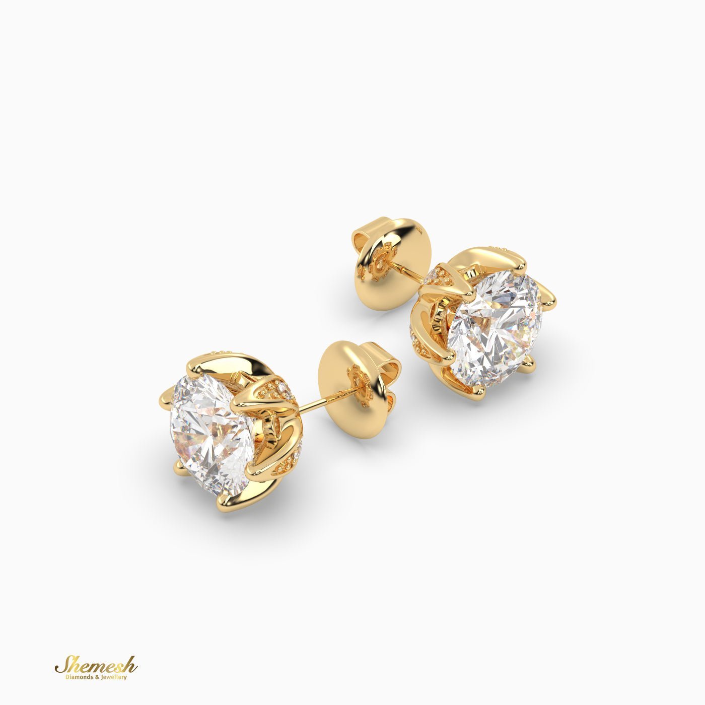 Solitaire 6 prongs Stud Earrings - shemesh_diamonds