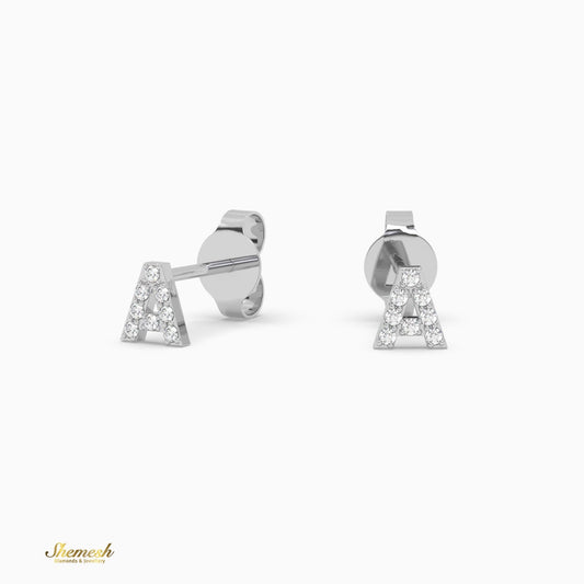 18K Gold 'A ' Initial Stud Earrings - shemesh_diamonds
