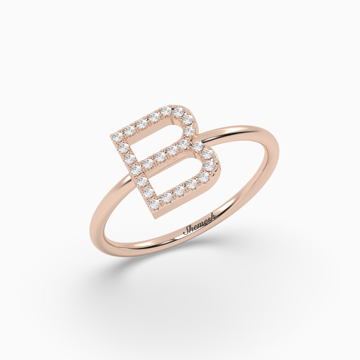 18K Gold "B" Initial Ring - shemesh_diamonds