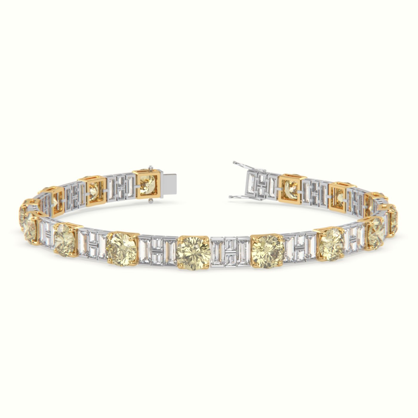 Radiant Harmony Dual Tone Round and Emerald Cut Bracelet - shemesh_diamonds