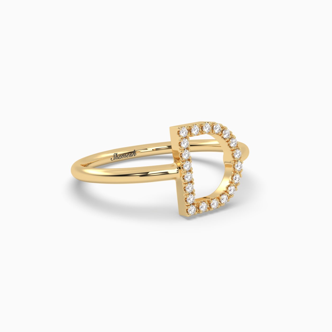 18K Gold "D" Initial Ring - shemesh_diamonds