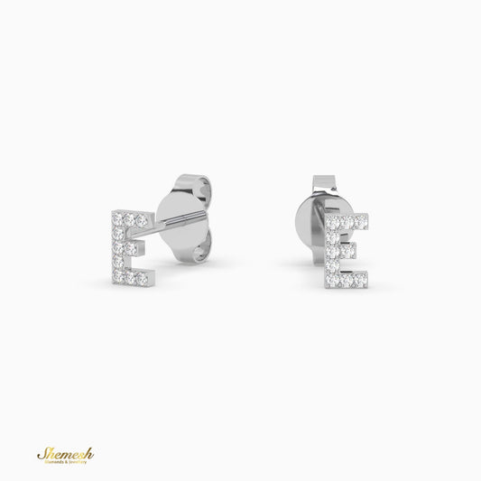 18K Gold 'E' Initial Stud Earrings - shemesh_diamonds