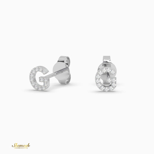 18K Gold 'G' Initial Stud Earrings - shemesh_diamonds