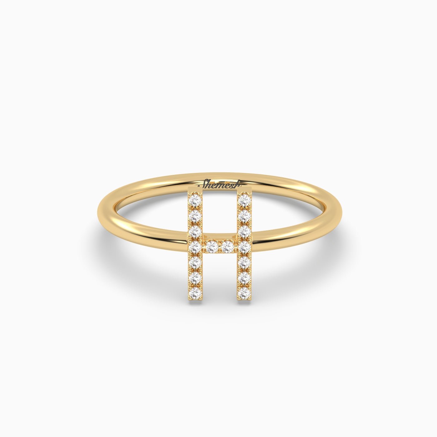18K Gold "H" Initial Ring - shemesh_diamonds