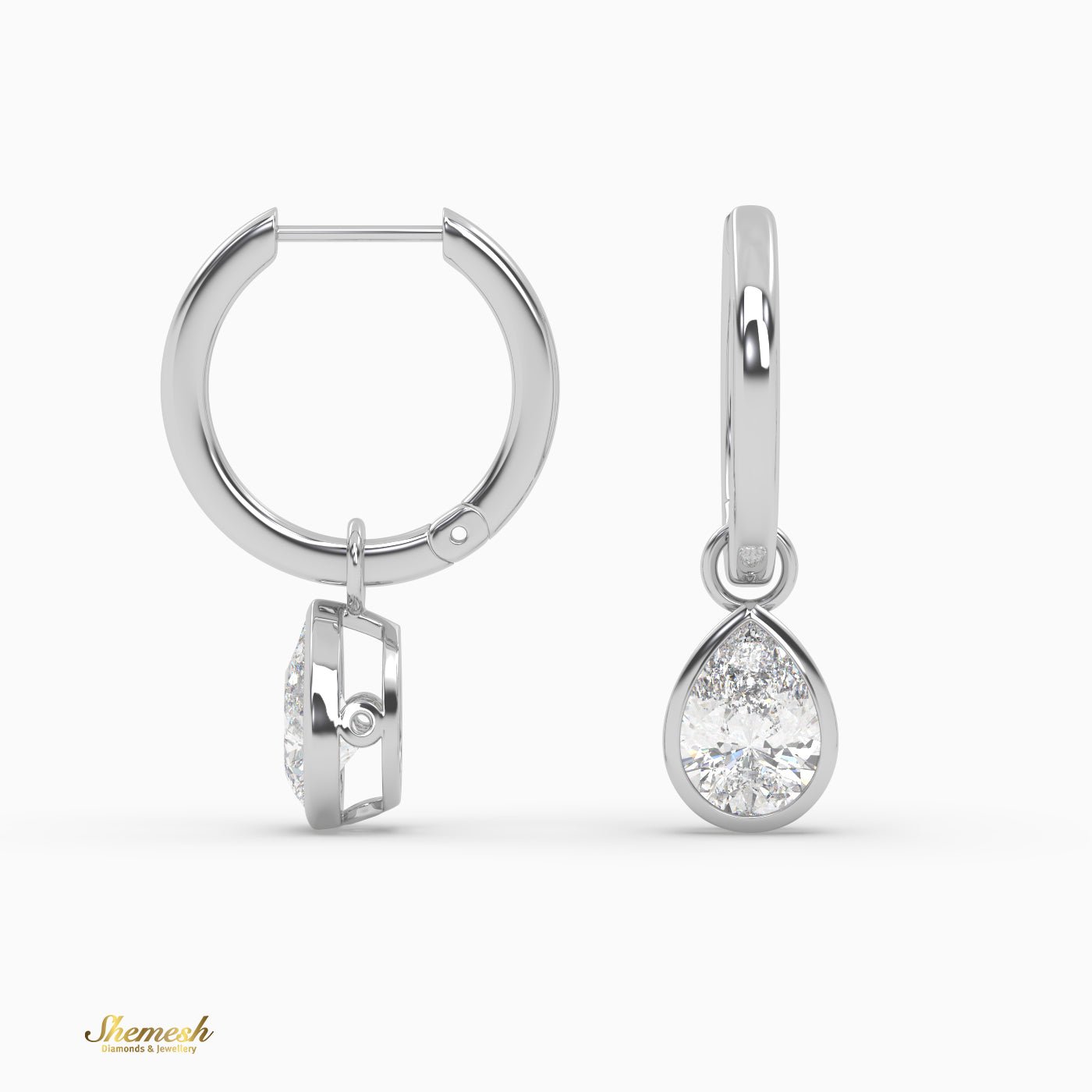 Pear Cut Drop Diamond Huggies Earrings - shemesh_diamonds