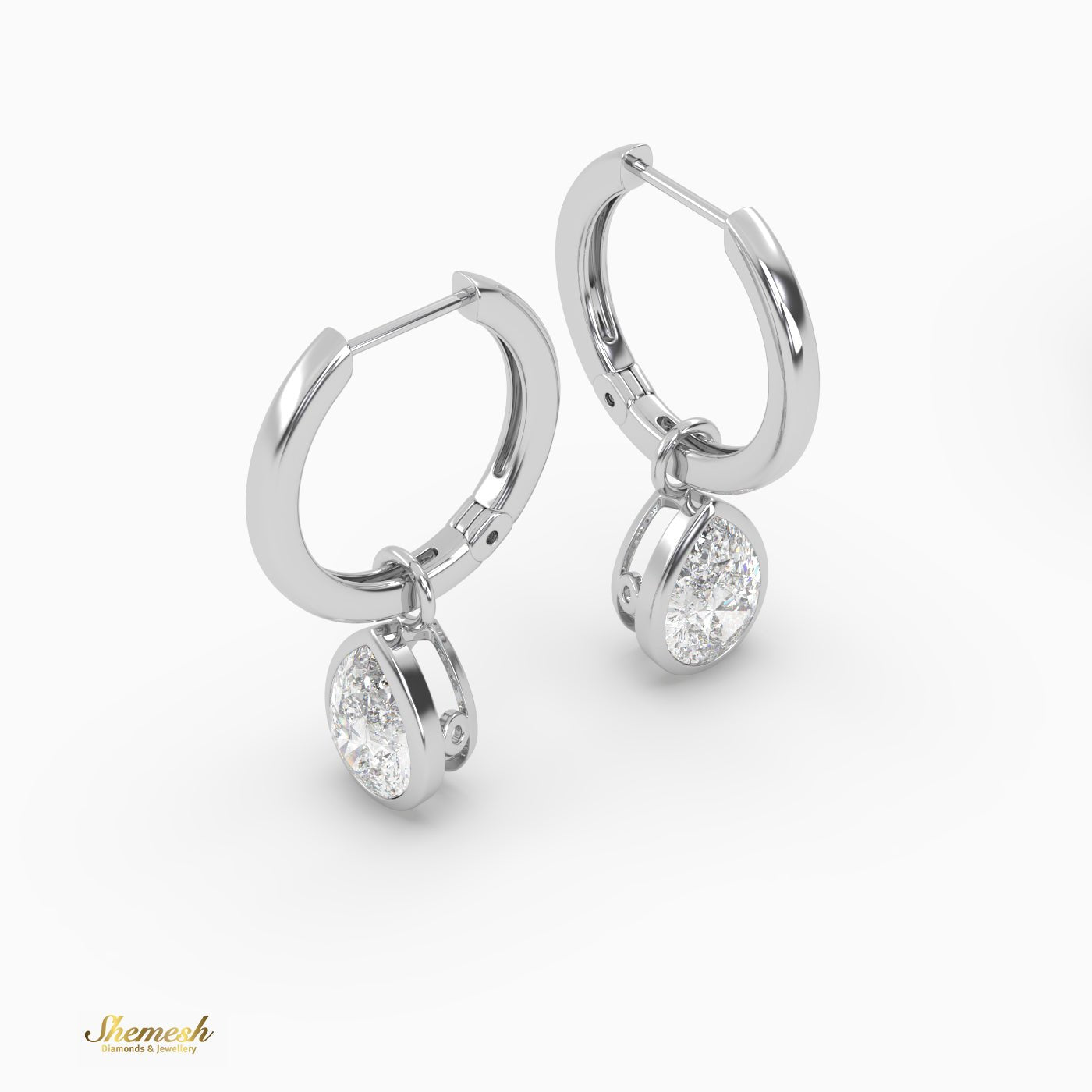 Pear Cut Drop Diamond Huggies Earrings - shemesh_diamonds