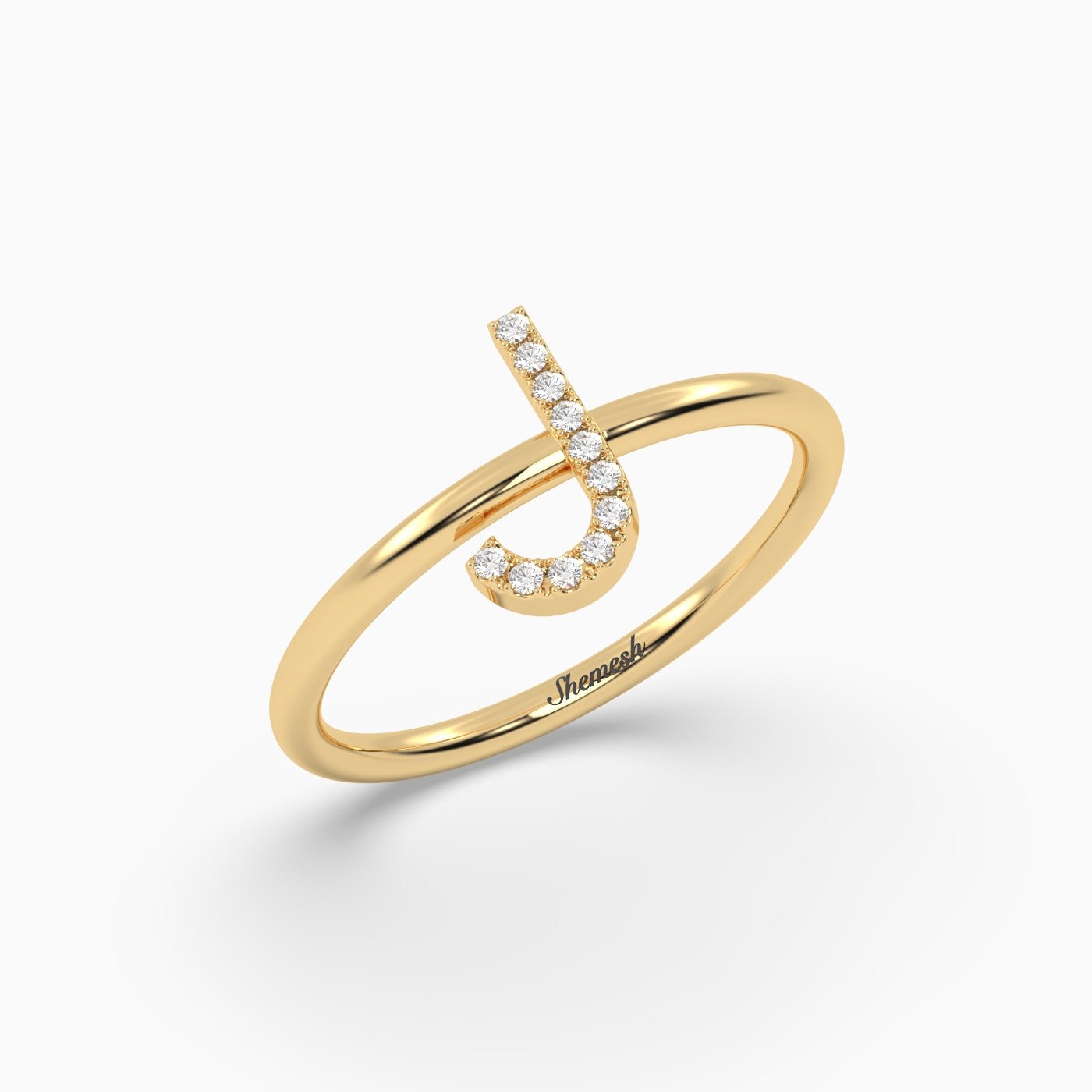 18K Gold "J" Initial Ring - shemesh_diamonds