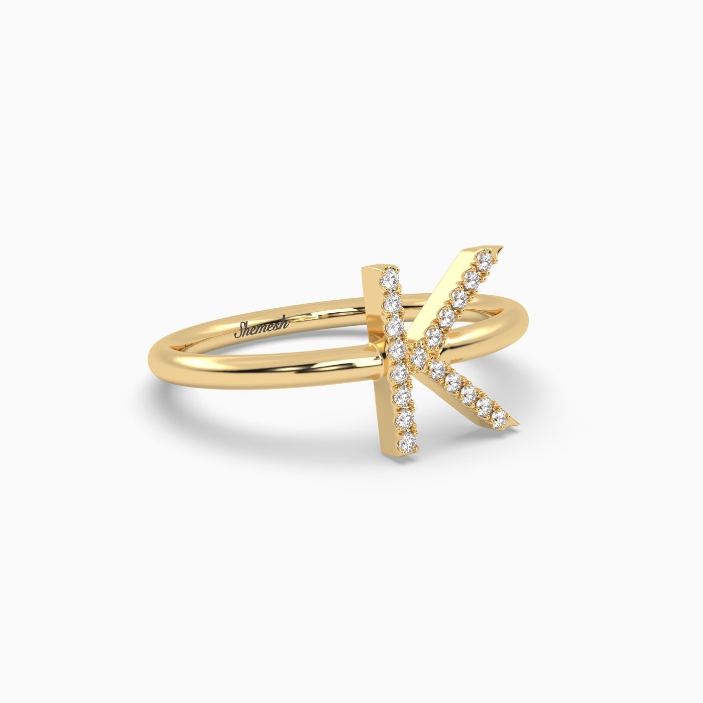 18K Gold "K" Initial Ring - shemesh_diamonds