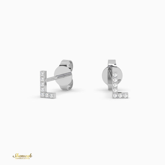18K Gold 'L' Initial Stud Earrings - shemesh_diamonds