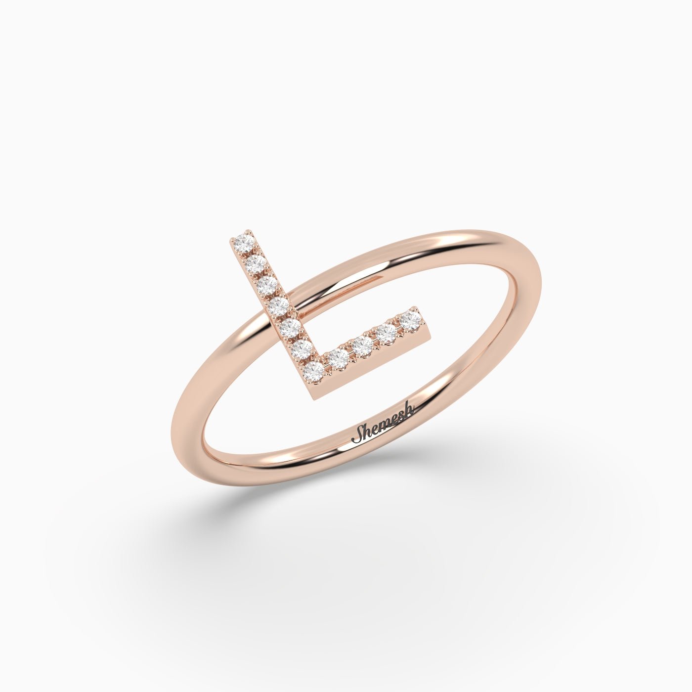 18K Gold "L" Initial Ring - shemesh_diamonds