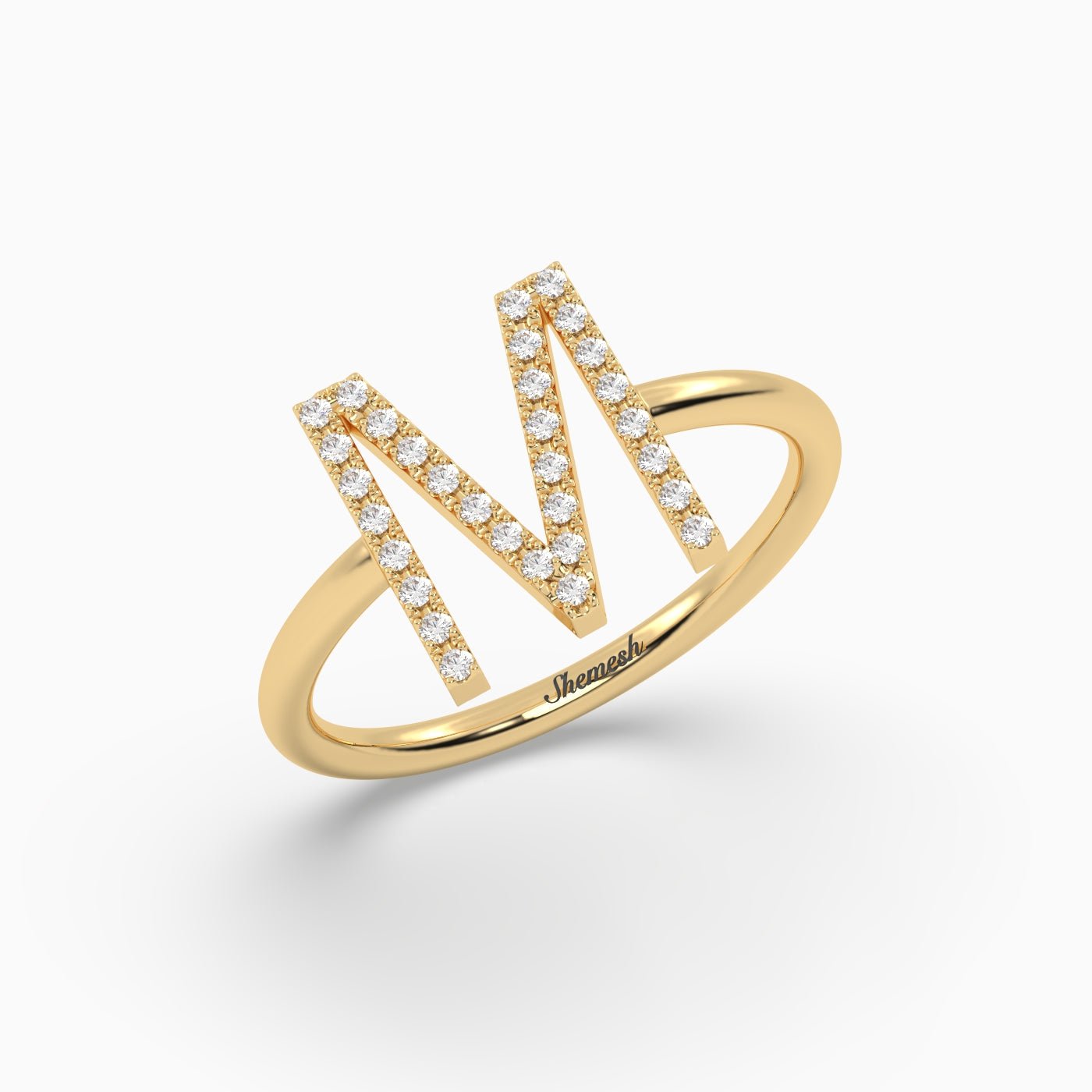 18K Gold "M" Initial Ring - shemesh_diamonds