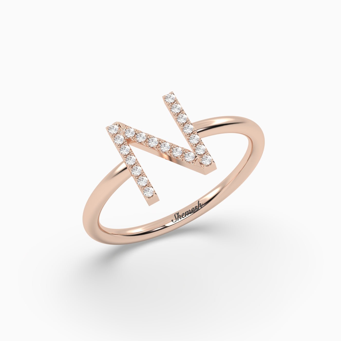 18K Gold "N" Initial Ring - shemesh_diamonds
