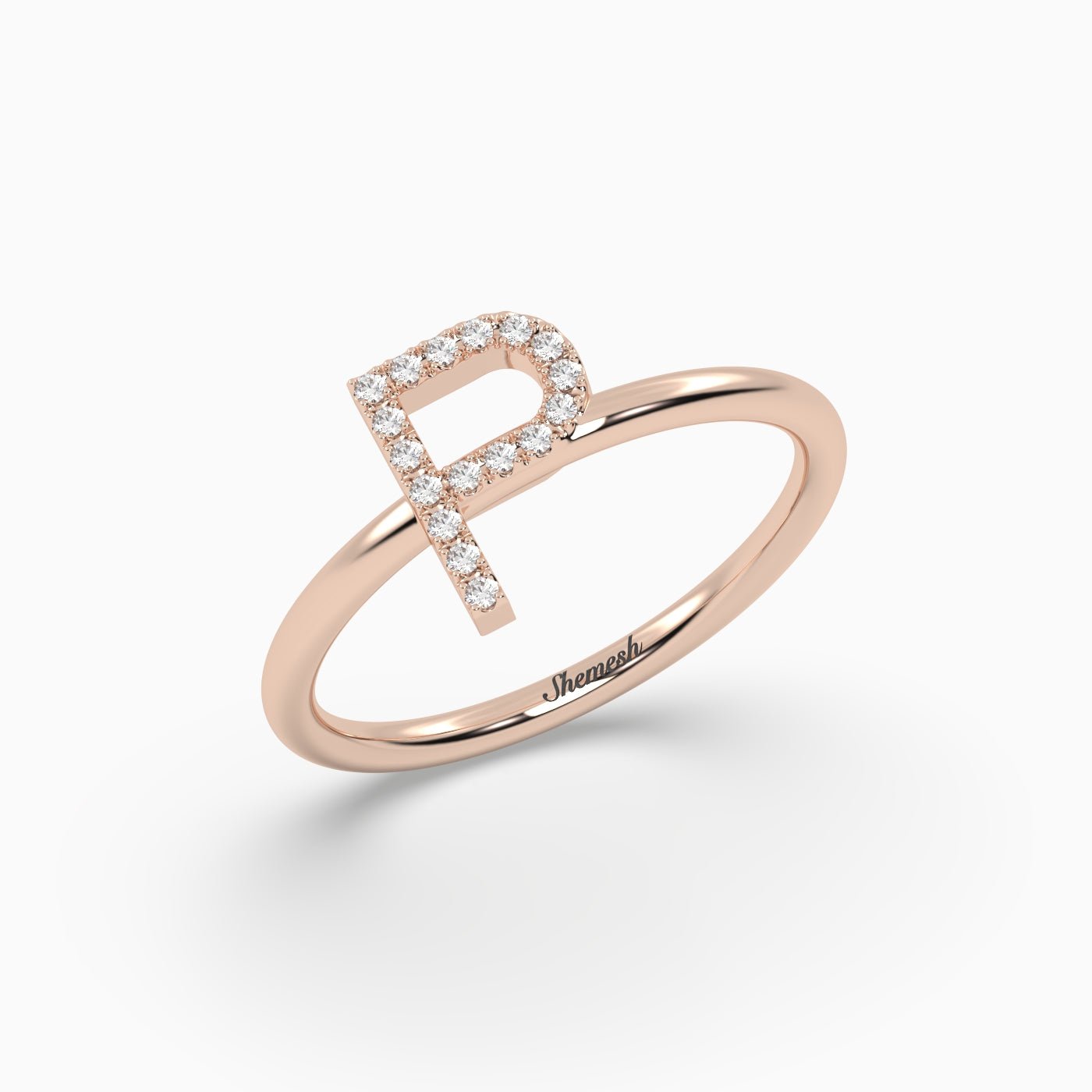 18K Gold "P" Initial Ring - shemesh_diamonds