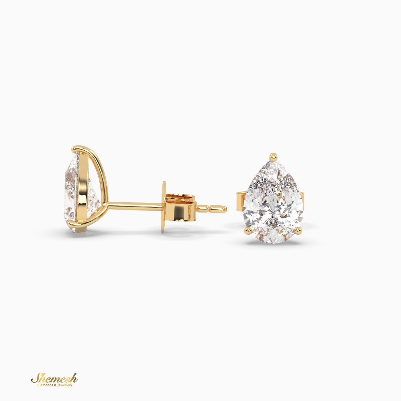 Pear Cut 3 prongs Diamond Stud Earrings - shemesh_diamonds