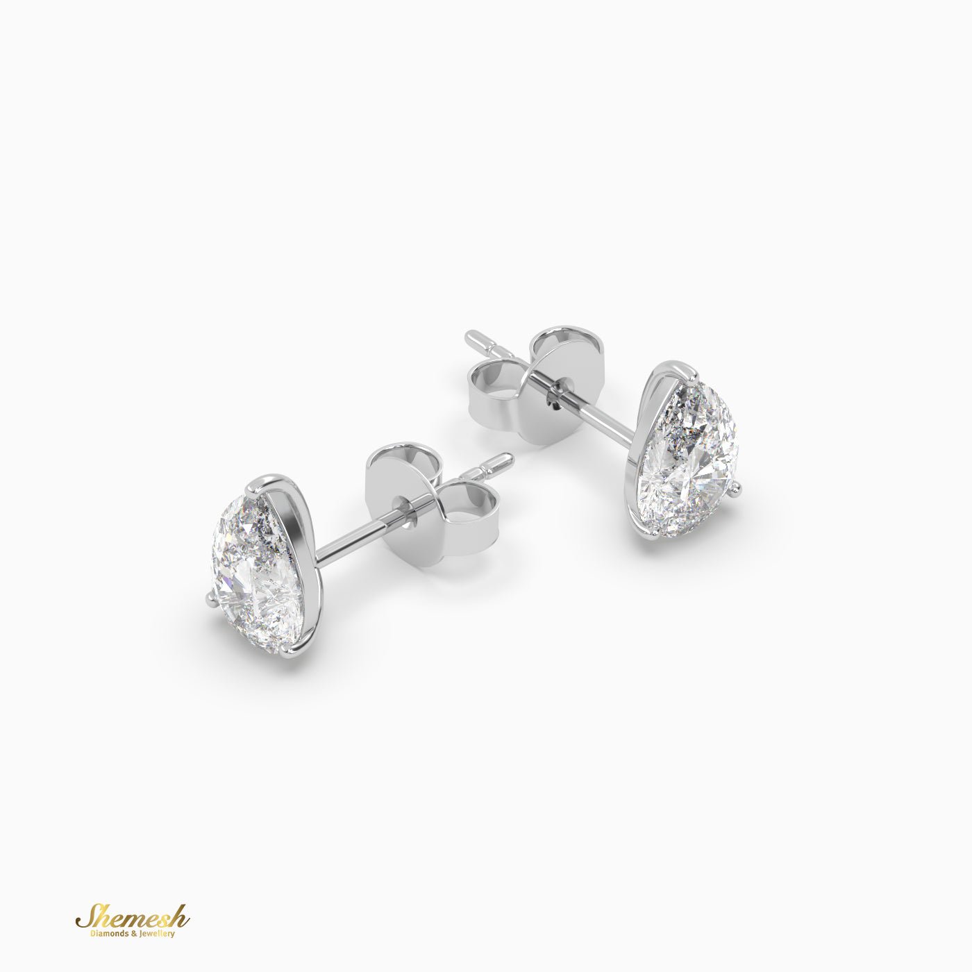 Pear Cut 3 prongs Diamond Stud Earrings - shemesh_diamonds