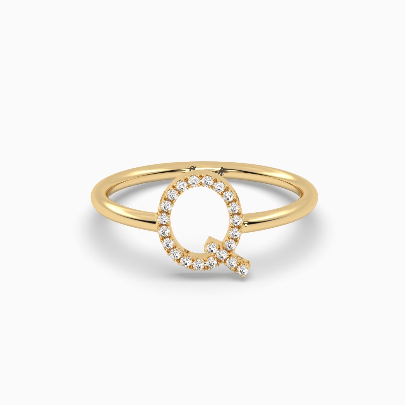 18K Gold "Q" Initial Ring - shemesh_diamonds