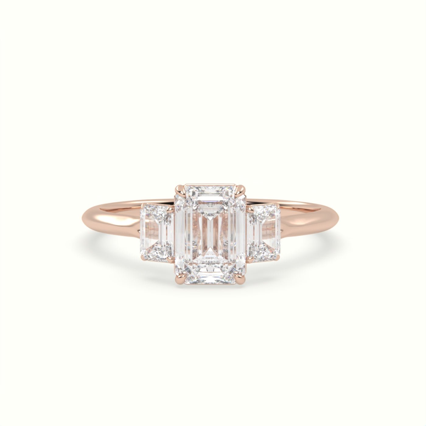 18k Gold Emerald Cut Three Stone Engagement Ring - shemesh_diamonds