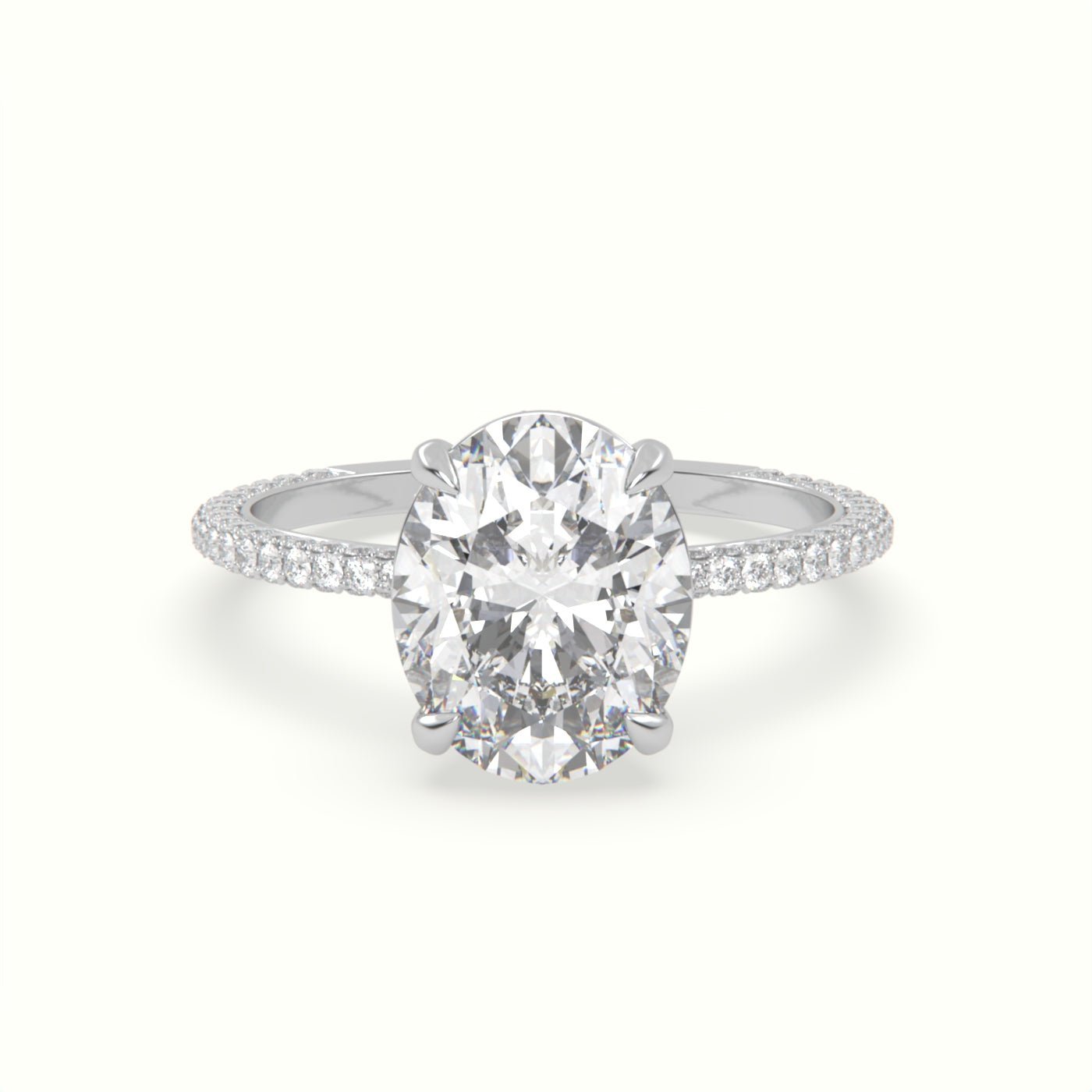 18k Gold Oval Cut Pave Set Engagement Ring - shemesh_diamonds