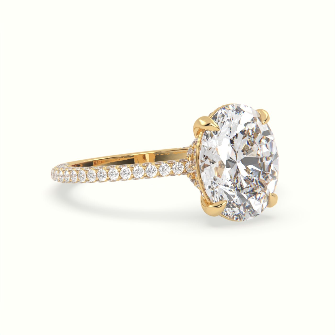 18k Gold Oval Cut Pave Set Engagement Ring - shemesh_diamonds