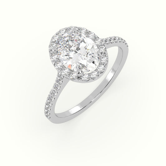 18k Gold Oval Cut Halo Engagement Ring - shemesh_diamonds