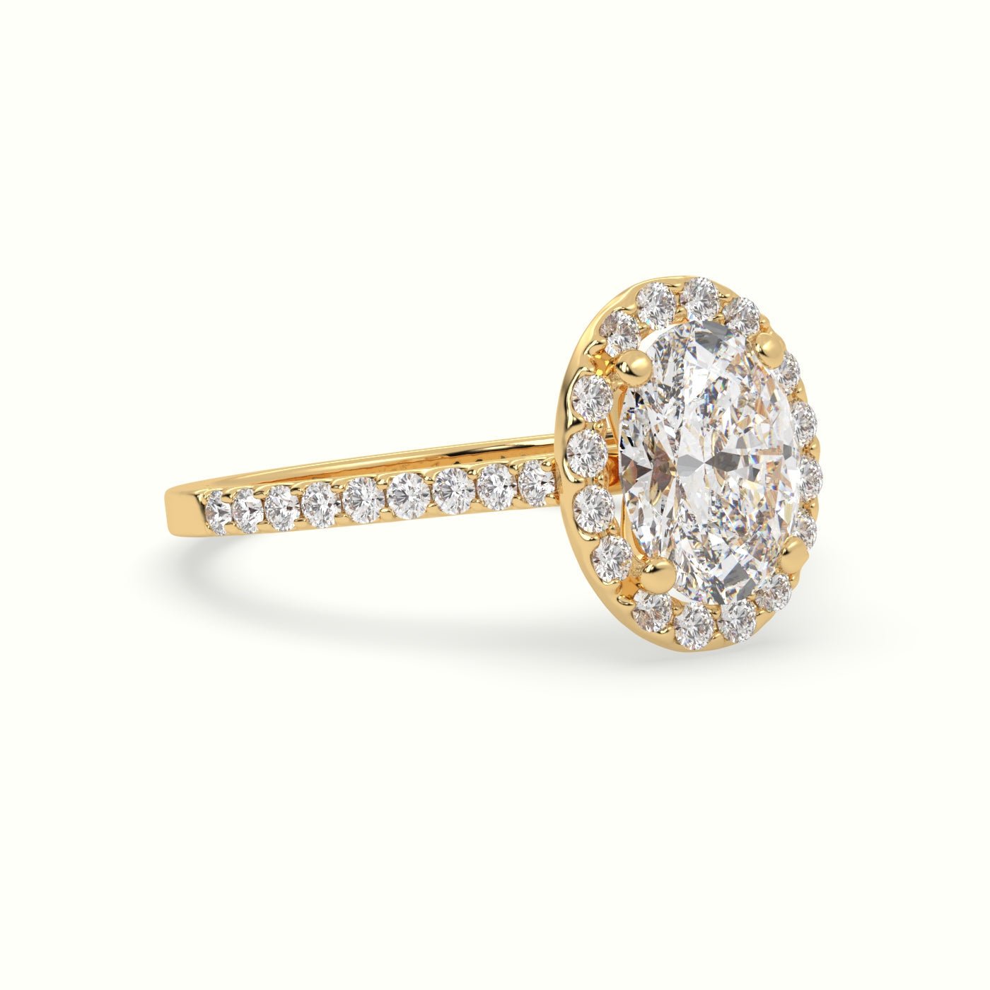 18k Gold Oval Cut Halo Engagement Ring - shemesh_diamonds