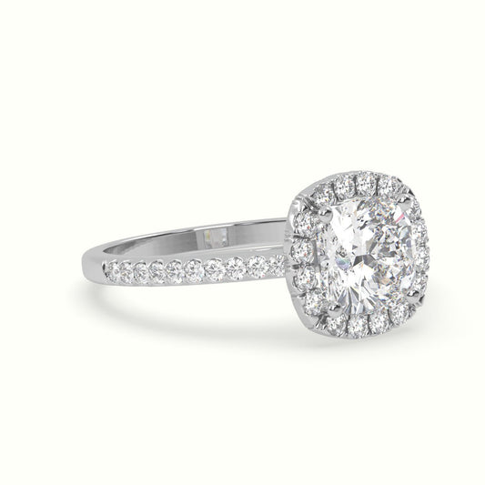 18k Gold Cushion Cut Halo Engagement Ring - shemesh_diamonds
