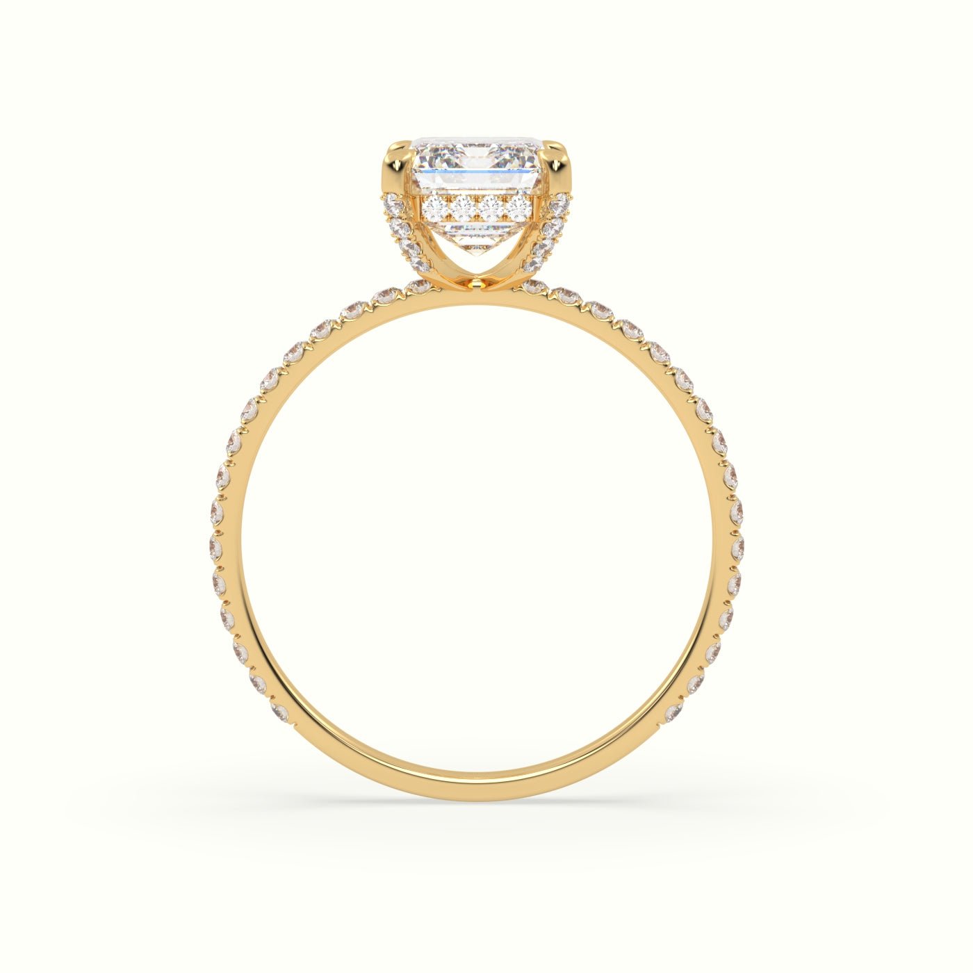 18k Gold Emerald Cut Pave Set Engagement Ring - shemesh_diamonds
