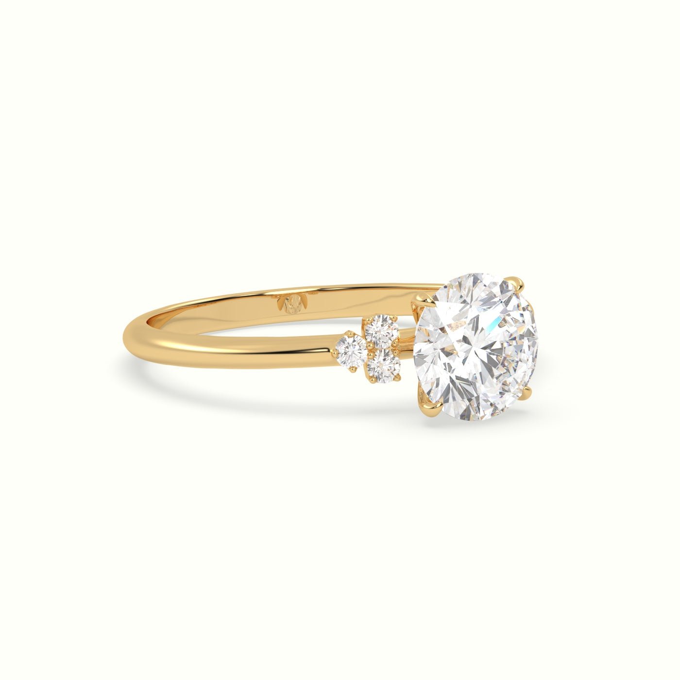 18k Gold Round Cut Side Stones Engagement Ring - shemesh_diamonds