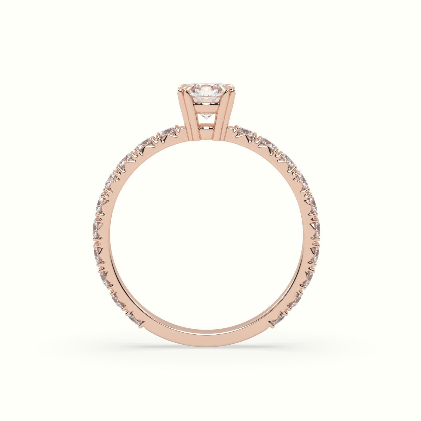 18k Gold Round Cut Pave Set Engagement Ring - shemesh_diamonds
