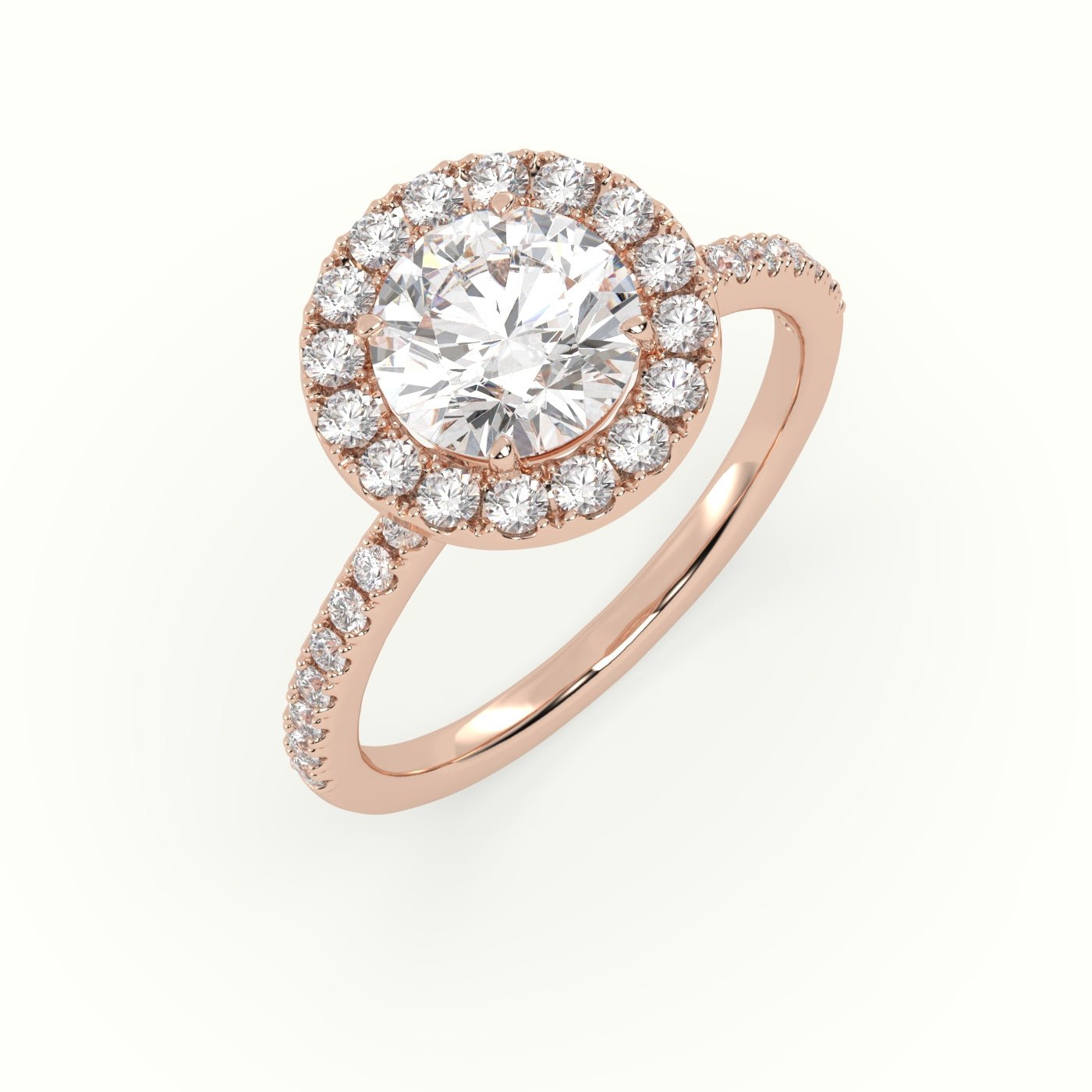 18k Gold Round Cut Halo Engagement Ring - shemesh_diamonds