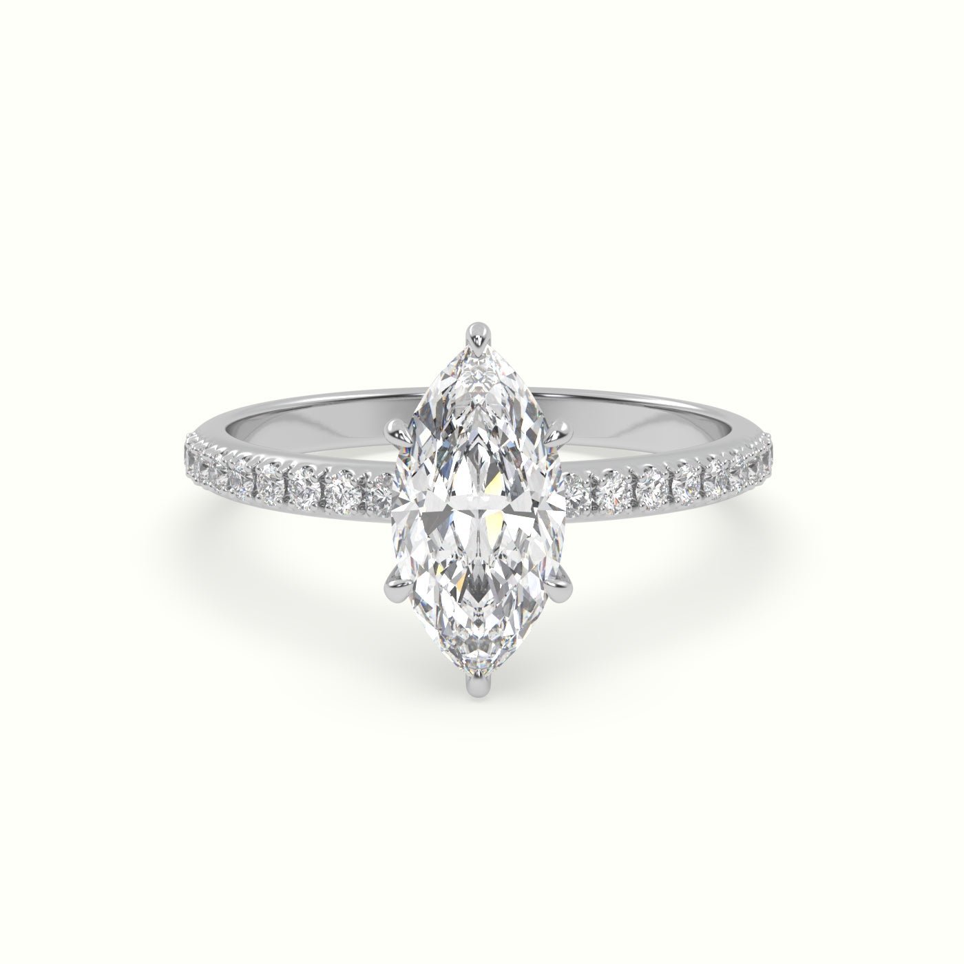 18k Gold Marquise Cut Pave Set Engagement Ring - shemesh_diamonds