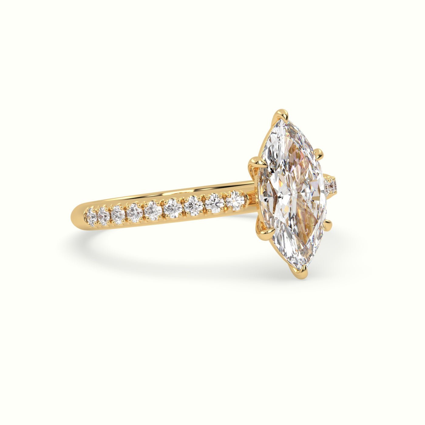 18k Gold Marquise Cut Pave Set Engagement Ring - shemesh_diamonds