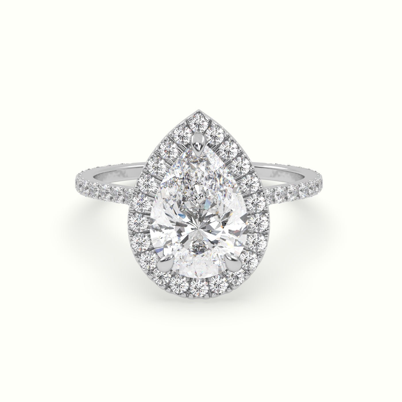 18k Gold Pear Cut VintageHalo Engagement Ring - shemesh_diamonds