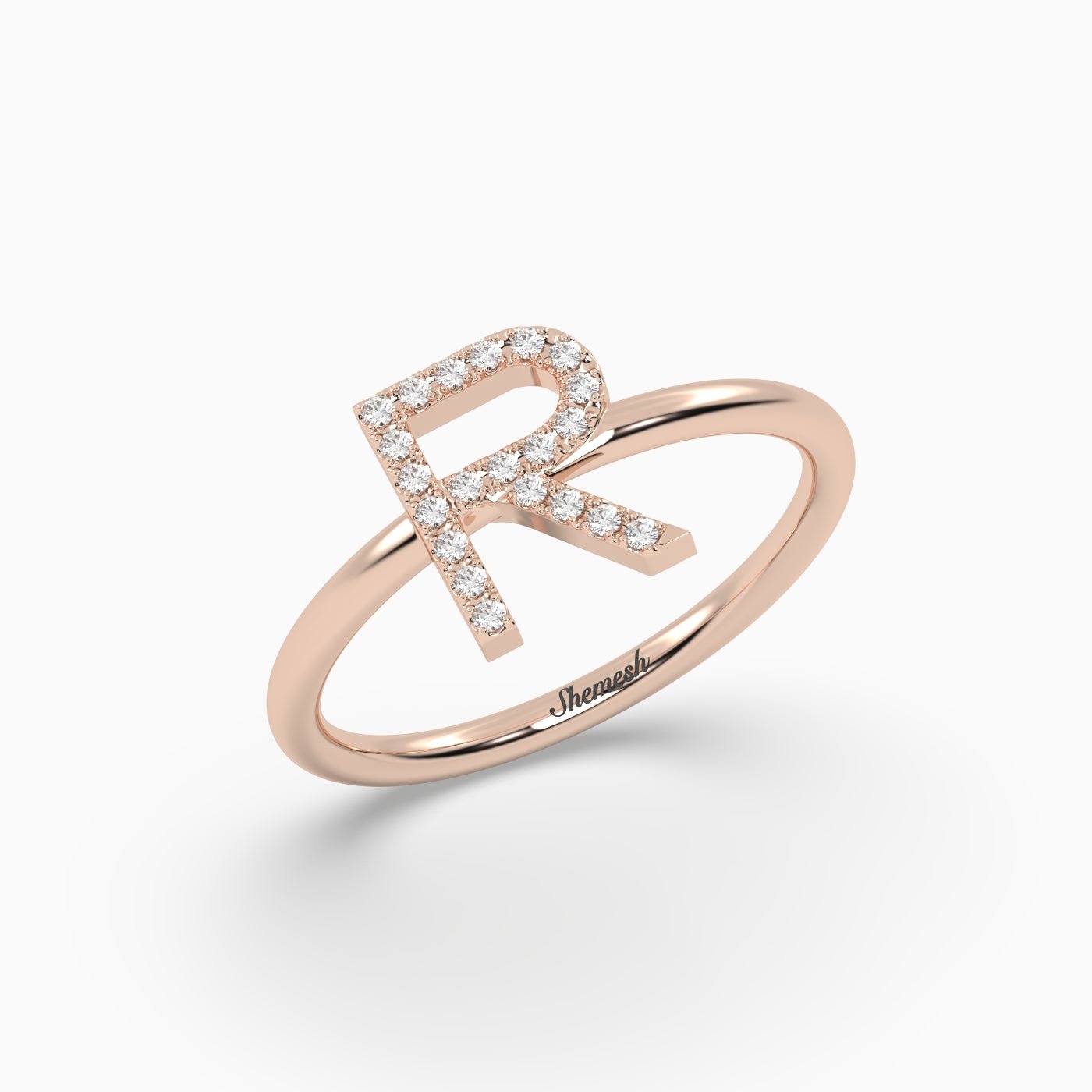 18K Gold "R" Initial Ring - shemesh_diamonds