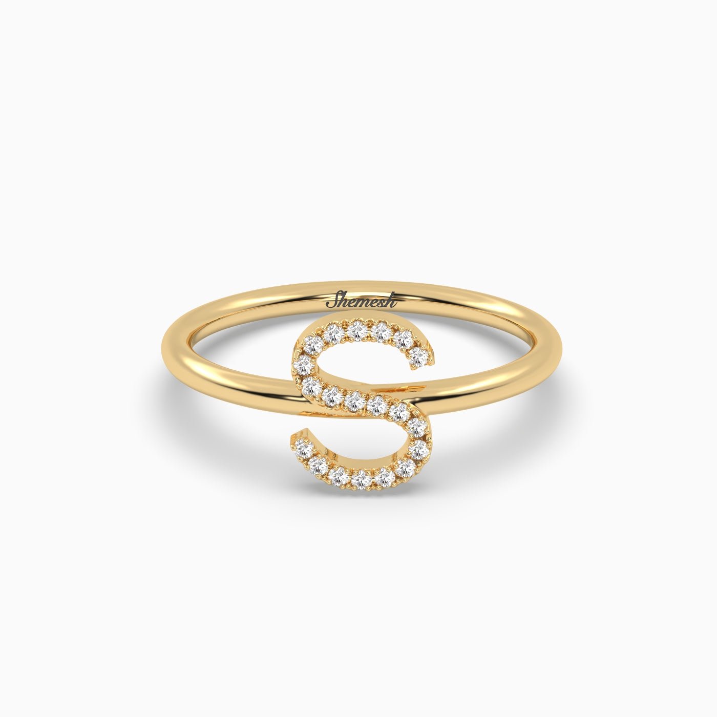18K Gold "S" Initial Ring - shemesh_diamonds