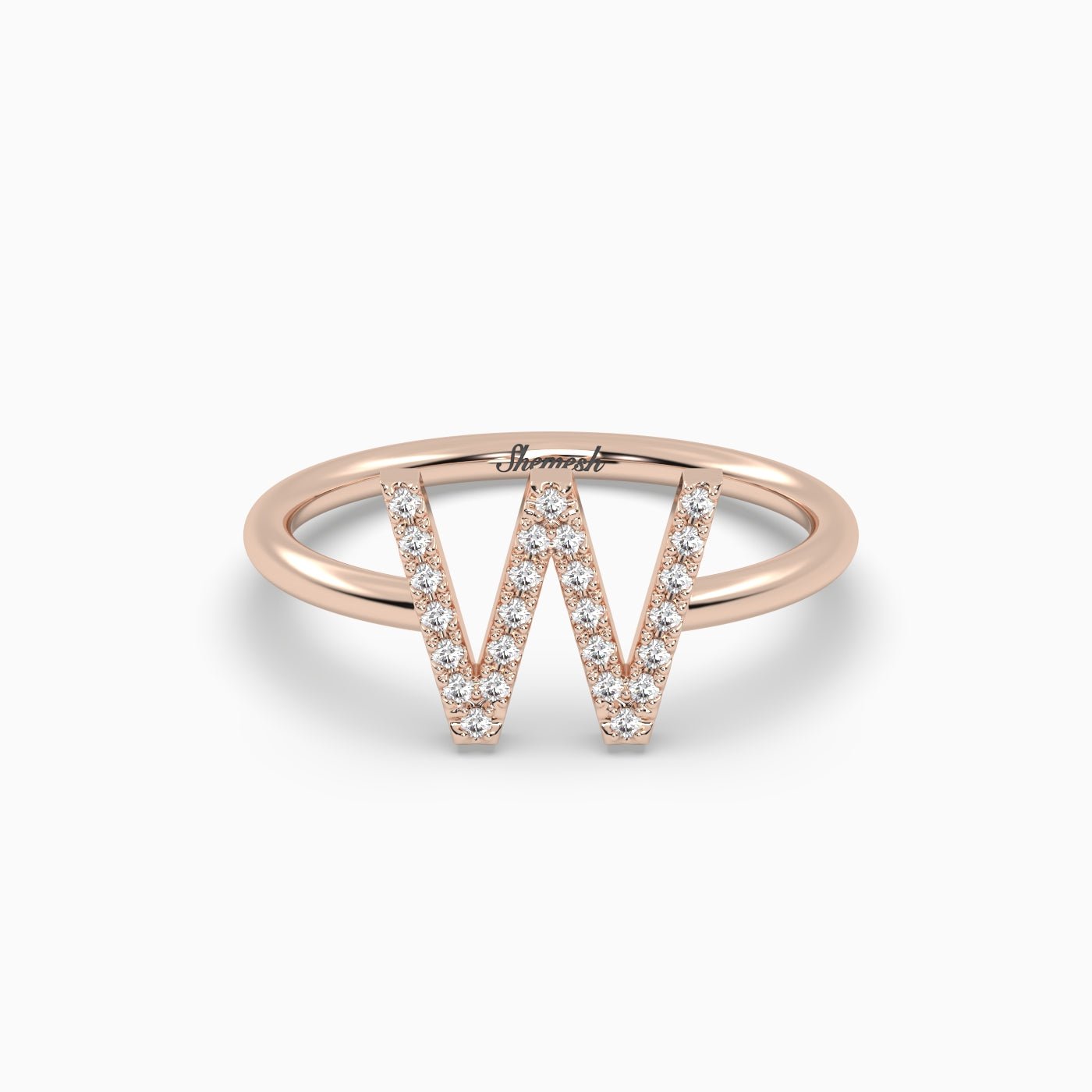 18K Gold "W" Initial Ring - shemesh_diamonds