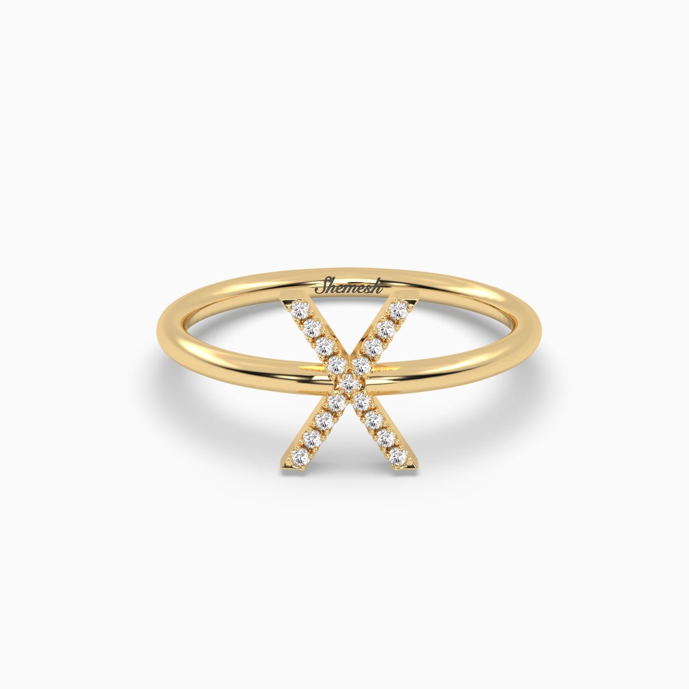 18K Gold "X" Initial Ring - shemesh_diamonds