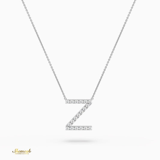 18K Gold Round Cut Diamonds "Z" Initial Pendant - shemesh_diamonds