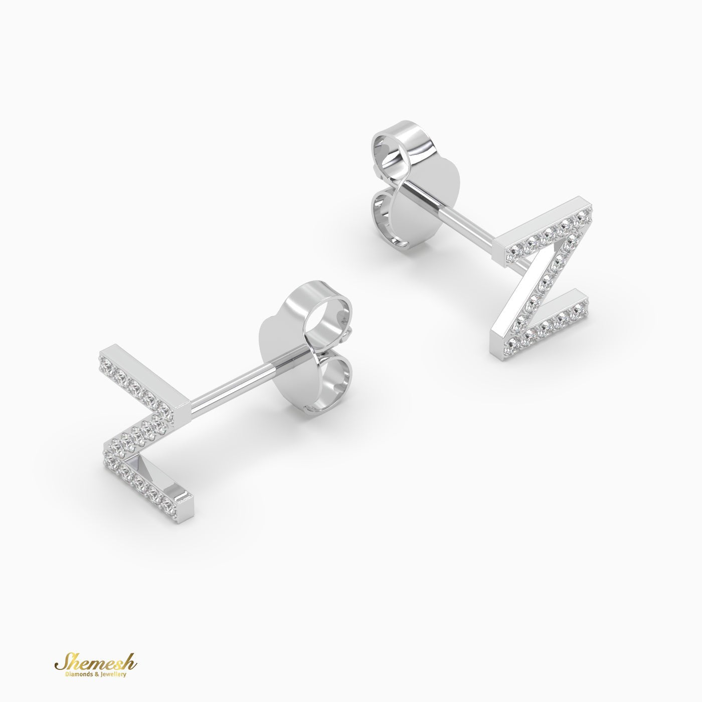 18K Gold "Z" Initial Stud Earrings - shemesh_diamonds