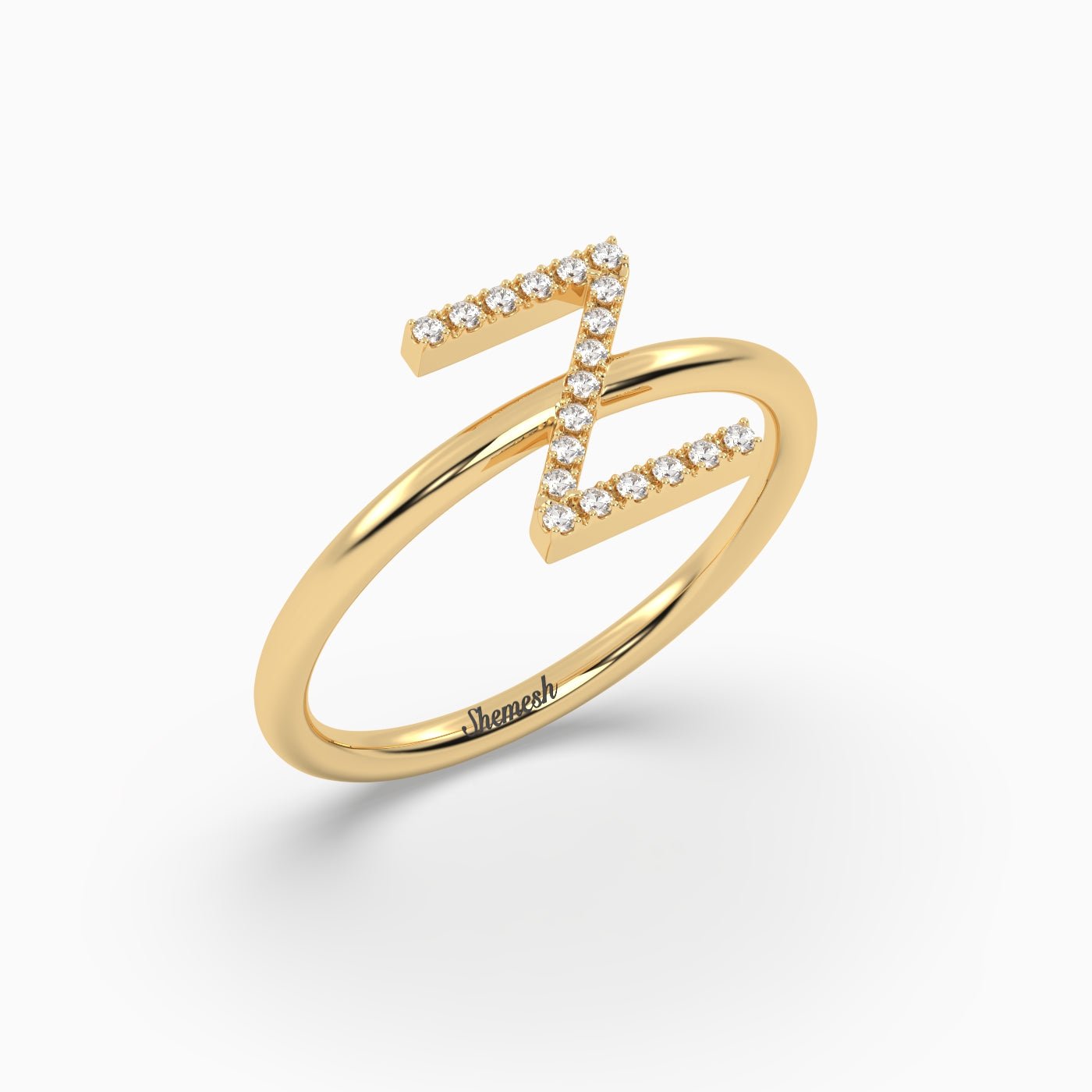 18K Gold "Z" Initial Ring - shemesh_diamonds